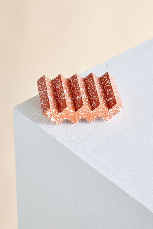Terracotta Red Zig-Zag Terrazzo Soap Dish Kanju Interiors