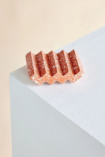 Terracotta Red Zig-Zag Terrazzo Soap Dish - Fluent Trends
