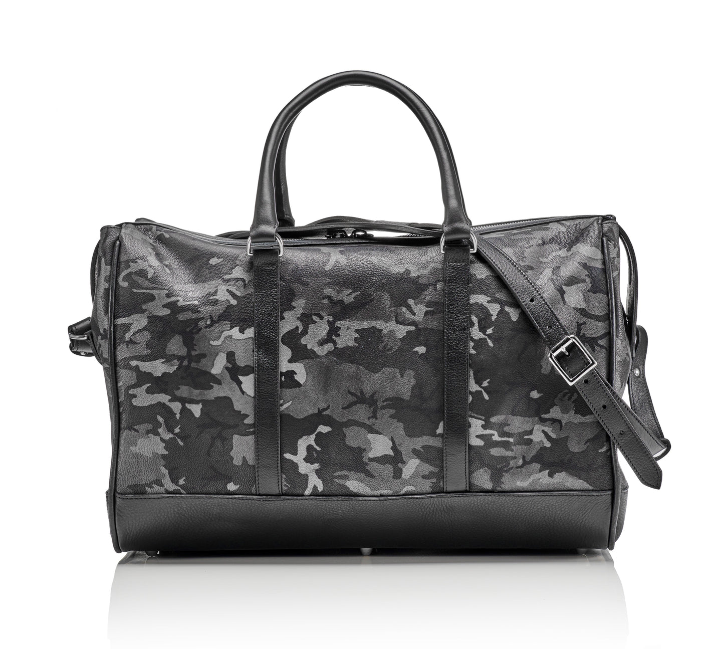 Wanderlust Leather Weekender | Grey Camo