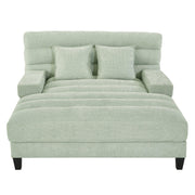 Green Chenille Chaise Lounge Sofa Bed with Adjustable Back & Smart RGB LED Lights - Fluent Trends