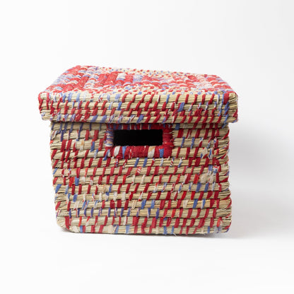 Lidded Sari Storage Basket 10.5H
