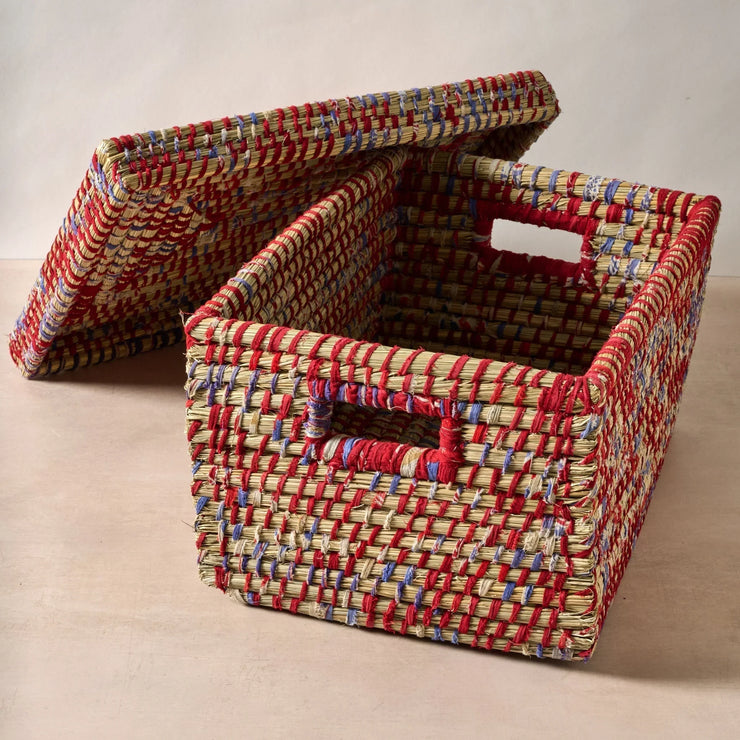 Lidded Sari Storage Basket 10.5H - Fluent Trends