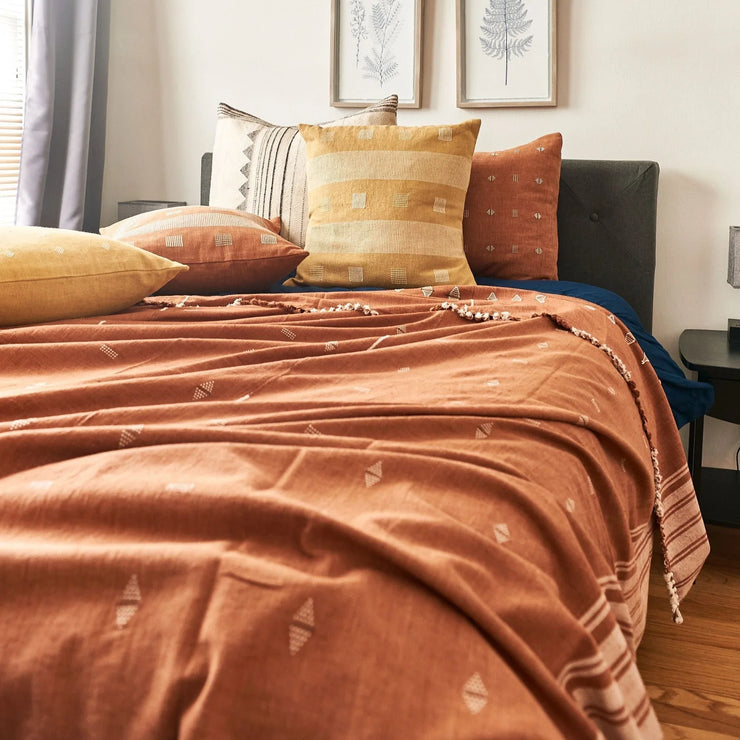 Chokor Nira Ochre Organic Cotton Handloom Pillow - Fluent Trends