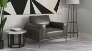 Charcoal Gray Leather Chair - Fluent Trends