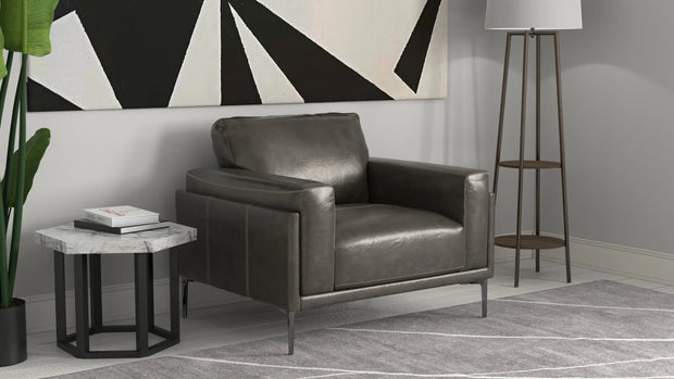 Charcoal Gray Leather Chair - Fluent Trends