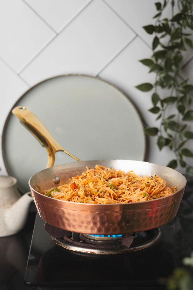 Copper Frying Pan with Brass Handle - Non-Stick Saute Pan - Fluent Trends Frying Pan