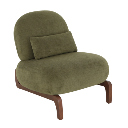 Modern Green Velvet Armless Accent Chair with Solid Wood Legs - Fluent Trends