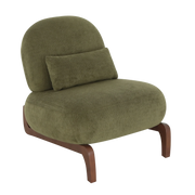Modern Green Velvet Armless Accent Chair with Solid Wood Legs - Fluent Trends