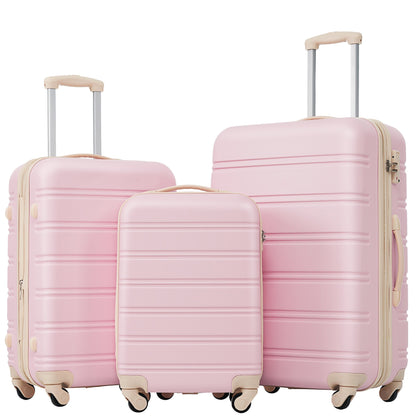 3 Piece Luggage Set Hardside Spinner Suitcase with TSA Lock 20' 24' TravelTimesAwait