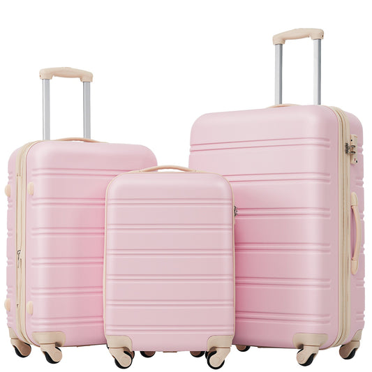 3 Piece Luggage Set Hardside Spinner Suitcase with TSA Lock 20' 24' TravelTimesAwait