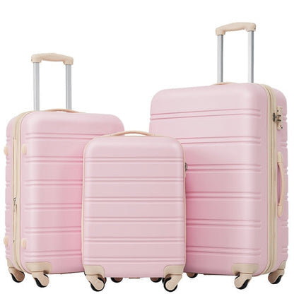 3 Piece Luggage Set Hardside Spinner Suitcase with TSA Lock 20' 24' TravelTimesAwait