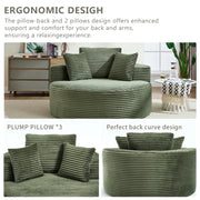 Round Sofa | Couch Bed with Memory Foam and Three Pillows | Green - Fluent Trends