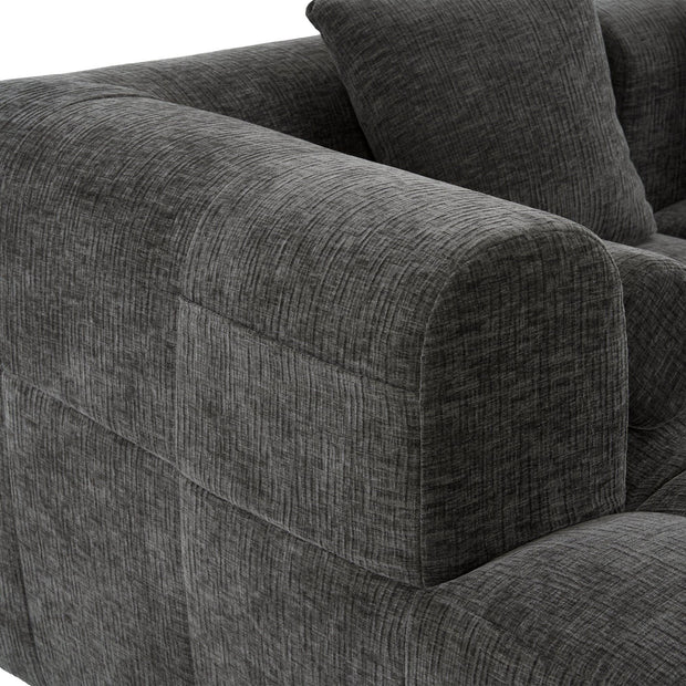 Modern Grey Modular Sectional Sofa with Deep Seating and Side Pockets in Chenille Fabric - Fluent Trends
