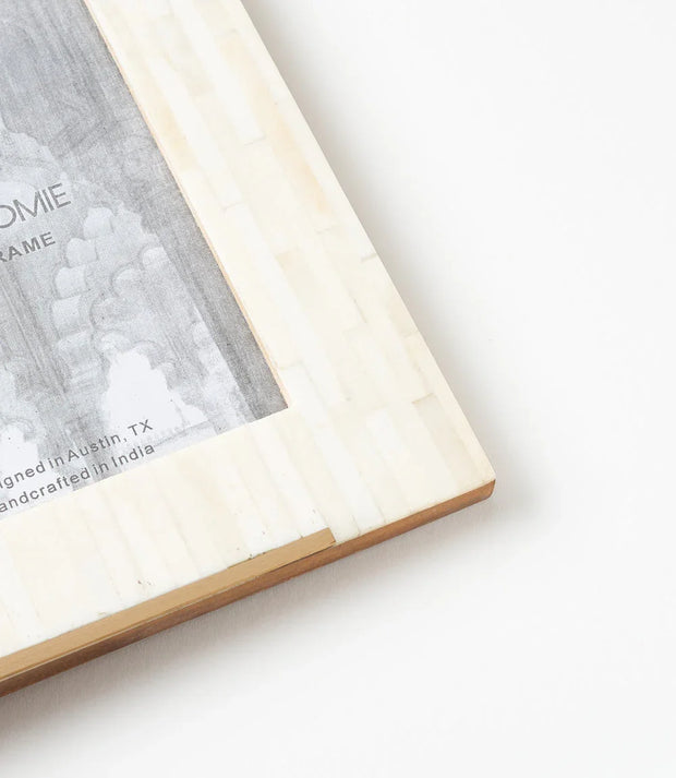 Mukhendu 5x7 Picture Frame - Carved Bone, Brass Accent - Fluent Trends