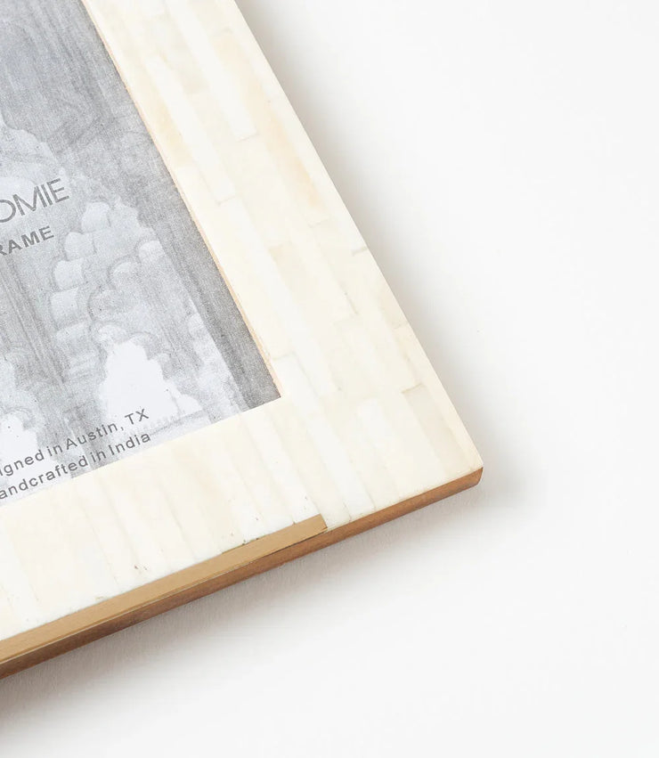 Mukhendu 5x7 Picture Frame - Carved Bone, Brass Accent - Fluent Trends