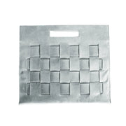 Woven Laptop Clutch in Glacial Gray, a sustainable laptop sleeve with a rectangular cutout handle and woven texture