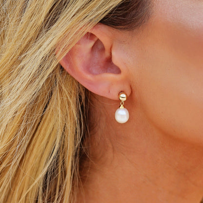 Coraline 14k Gold-Filled Freshwater Pearl Drop Earrings - Timeless Coastal Jewelry - Fluent Trends