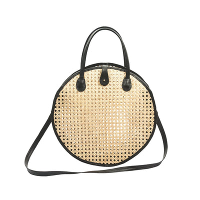 Round Rattan Leather Crossbody - Fluent Trends