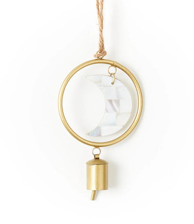 Chayana Small Moon Mother of Pearl Wind Chime - Fair Trade Decor - Fluent Trends
