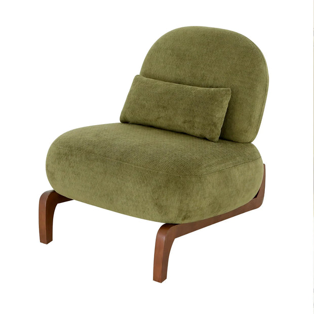 Modern Green Velvet Armless Accent Chair with Solid Wood Legs - Fluent Trends