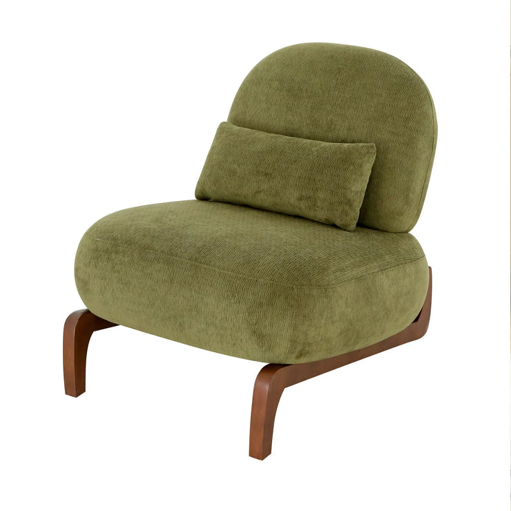 Modern Green Velvet Armless Accent Chair with Solid Wood Legs - Fluent Trends