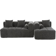 Modern Grey Modular Sectional Sofa with Deep Seating and Side Pockets in Chenille Fabric - Fluent Trends