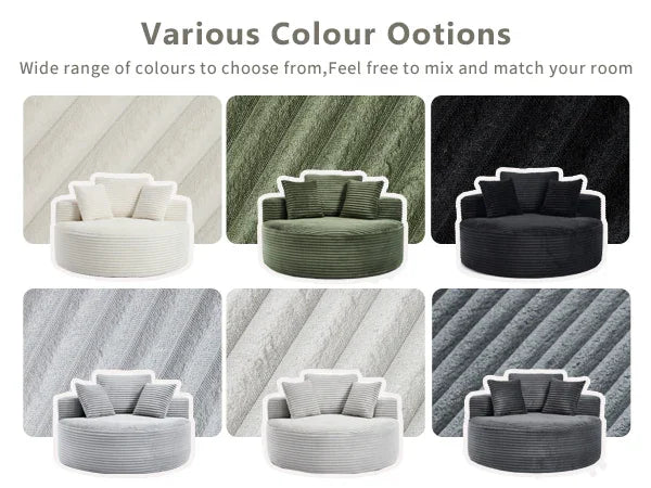 Round Sofa | Couch Bed with Memory Foam and Three Pillows | Green - Fluent Trends