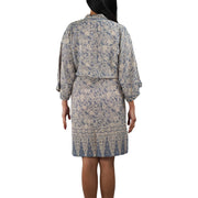Hand Dyed Batik Robe Kimono, 100% Cotton, Gray, Silver Petals - Fluent Trends