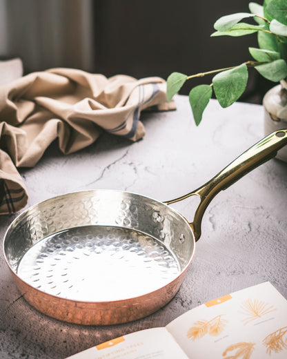Copper Frying Pan with Brass Handle - Non-Stick Saute Pan