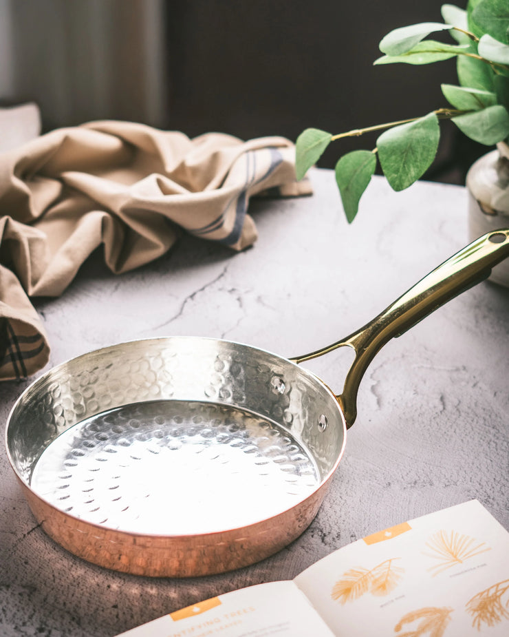Copper Frying Pan with Brass Handle - Non-Stick Saute Pan - Fluent Trends Frying Pan