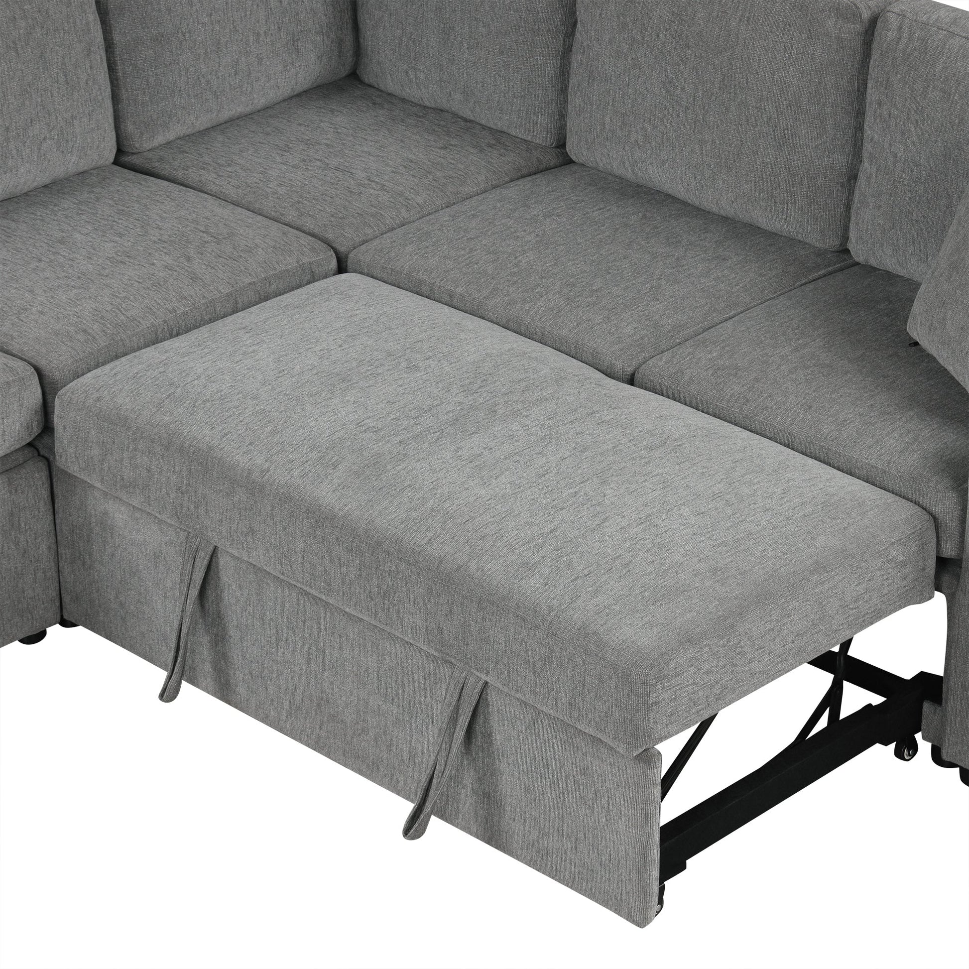 109.1' Sectional Sofa Convertible Pull-out Sofa Bed with Storage Ottoman Streamdale Furniture
