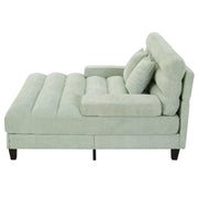 Green Chenille Chaise Lounge Sofa Bed with Adjustable Back & Smart RGB LED Lights - Fluent Trends