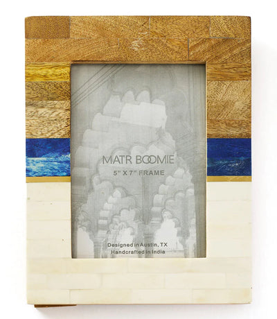 Kaveri Striped 5x7 Picture Frame - Carved Bone & Wood - Fluent Trends