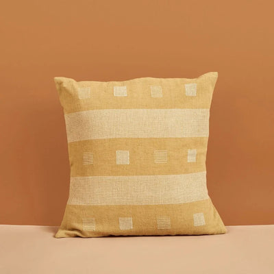 Chokor Nira Ochre Organic Cotton Handloom Pillow - Fluent Trends