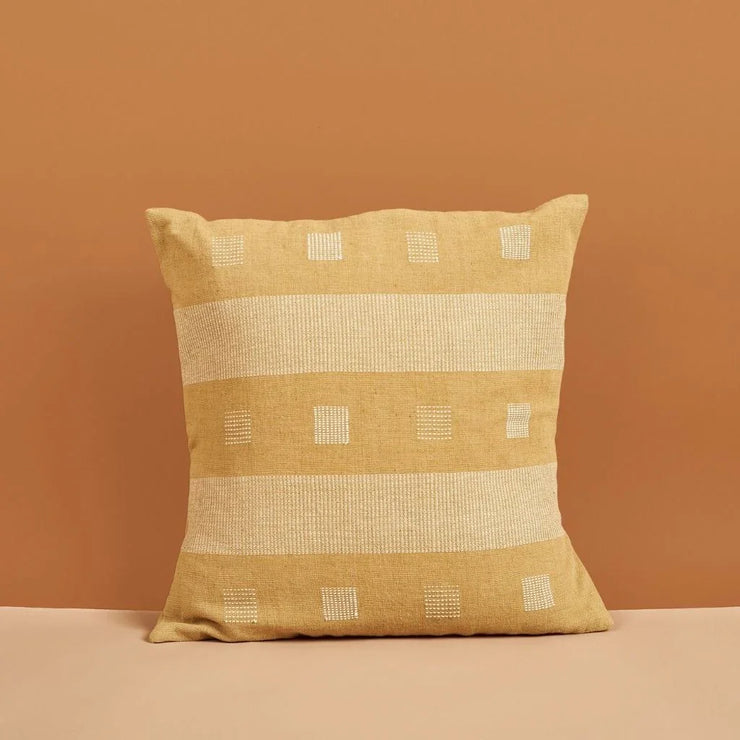 Chokor Nira Ochre Organic Cotton Handloom Pillow - Fluent Trends