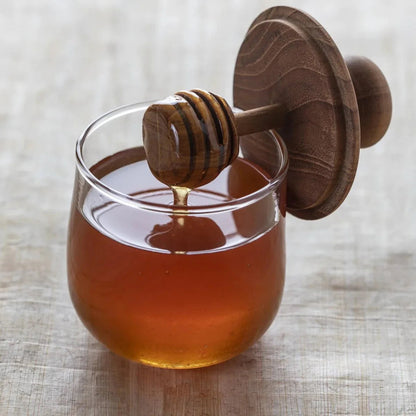 Mini Teak & Glass Honey Jar White Cliff Studio
