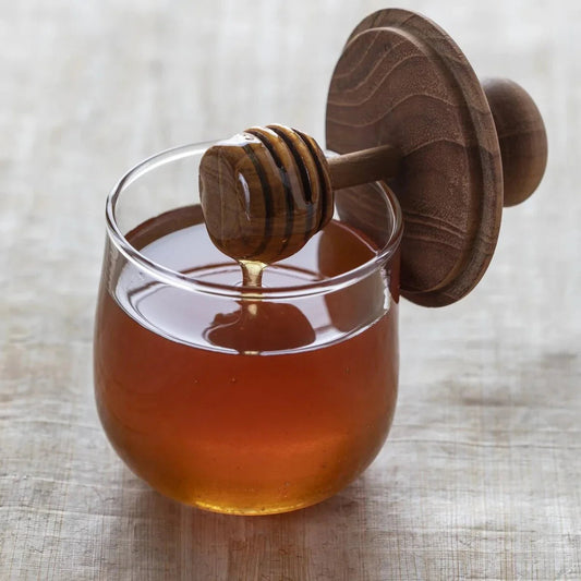 Mini Teak & Glass Honey Jar White Cliff Studio