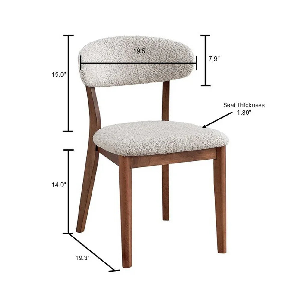 Cherry Scandinavian dining chair dimension diagram showing 19.5 inch backrest width 7.9 inch backrest depth 15 inch back height 14 inch seat height 19.3 inch depth and 1.89 inch seat thickness

