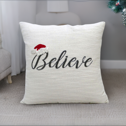 Vibhsa 20" x 20" Christmas Pillow- Believe - Fluent Trends Home Furnishings