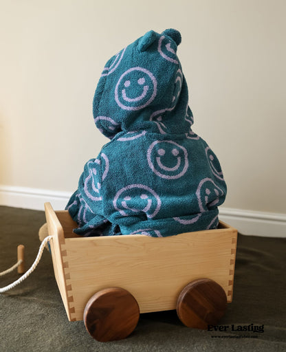 Happy Face Hooded Children & Adult Bathrobe / Purple Ever Lasting