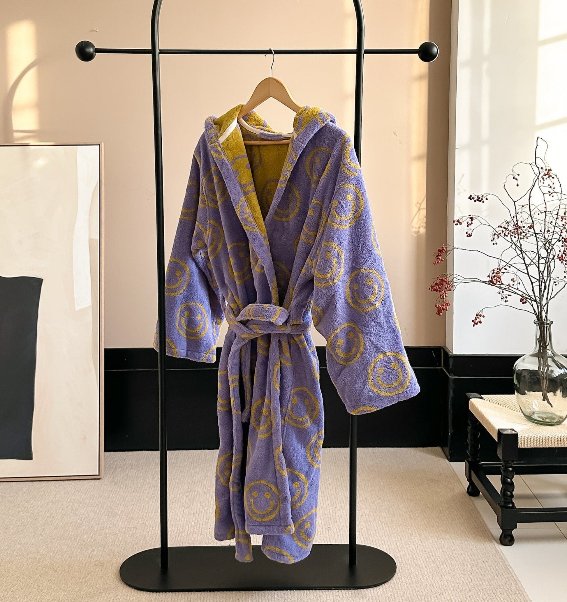 Happy Face Hooded Children & Adult Bathrobe / Purple Ever Lasting