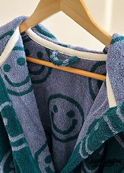 Happy Face Hooded Children & Adult Bathrobe / Purple Ever Lasting