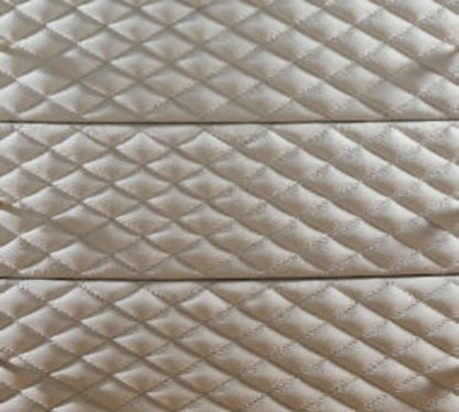 Harvard Quilted Three-Drawer Leather Chest white genuine leather diamond quilting texture detail extreme close-up three drawer fronts