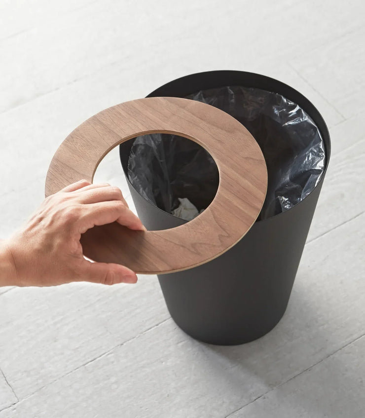 Trash Can - Round - Steel - Wood - Fluent Trends