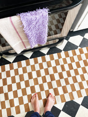 Zapotec Checkered Rug in Umber & Ivory - Fluent Trends