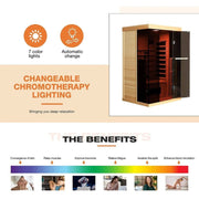 Fluent Trends 2-Person Low EMF FAR Infrared Sauna with Panoramic Glass - Fluent Trends