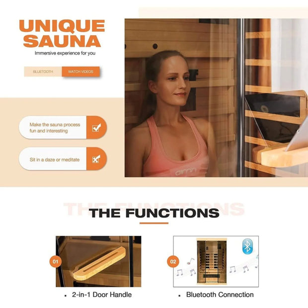 Fluent Trends 2-Person Low EMF FAR Infrared Sauna with Panoramic Glass - Fluent Trends