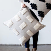 Blocks Organic Natural White Cotton Throw Pillow - Fluent Trends