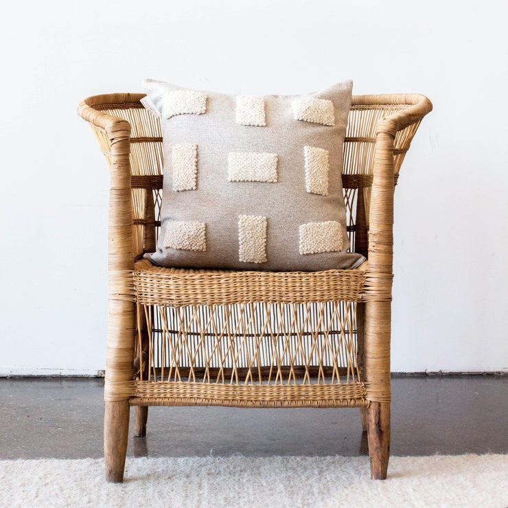 Blocks Organic Natural White Cotton Throw Pillow - Fluent Trends