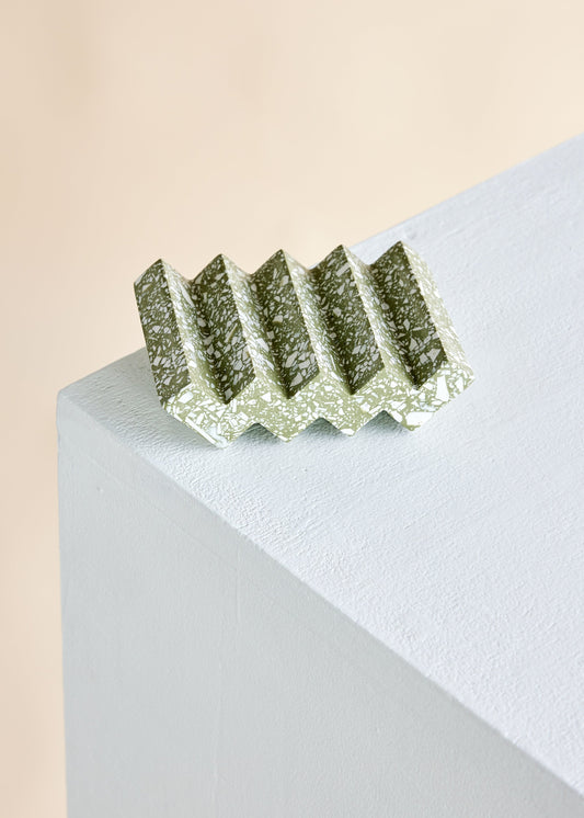 Zig-Zag Olive Green Terrazzo Soap Dish Kanju Interiors